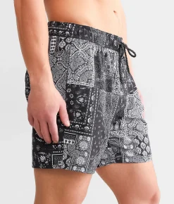 Maven Co-op Bandana Swim Trunks Black White New