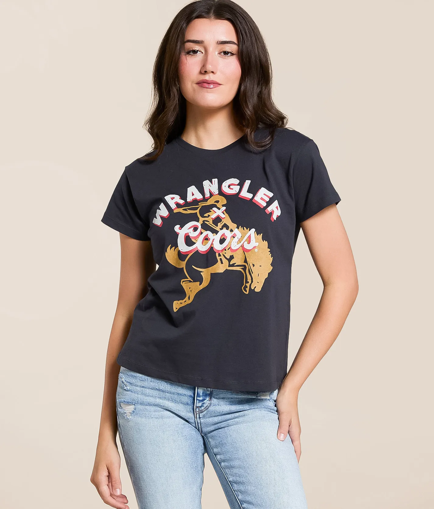 Wrangler® x Coors® Banquet Cowboy T-Shirt Washed Black Clearance
