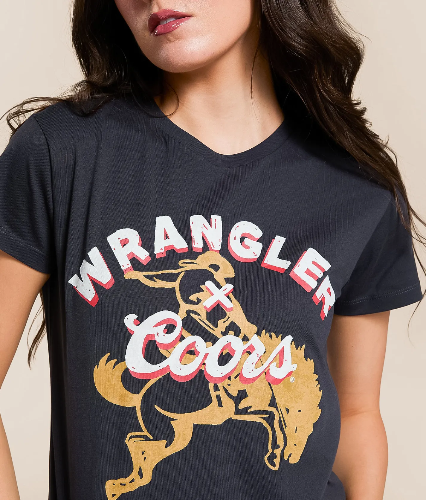 Wrangler® x Coors® Banquet Cowboy T-Shirt Washed Black Clearance