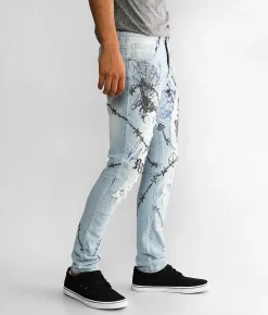 Smoke Rise® Barbed Wire Taper Stretch Jean Speckle Blue Sale