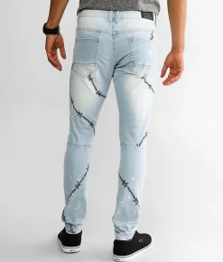 Smoke Rise® Barbed Wire Taper Stretch Jean Speckle Blue Sale