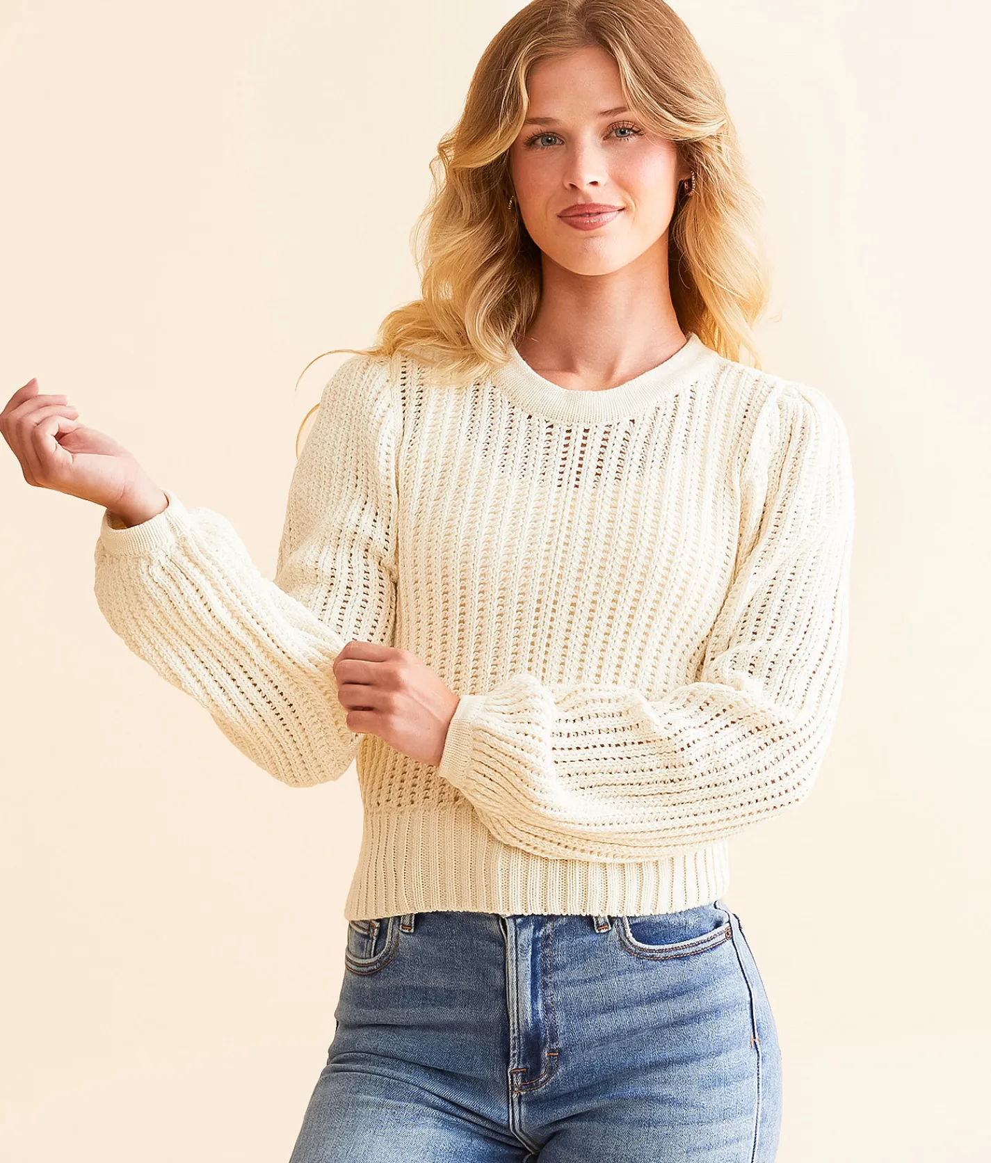 Z Supply Bardot Cropped Sweater Sea Salt New