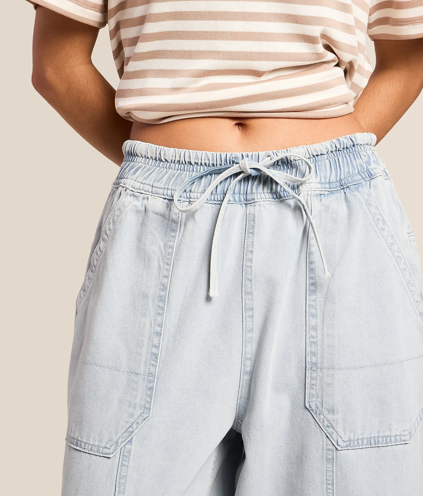 Jeans|Bottoms | Very J Barrel Chambray Pull On Jean Lt Indigo