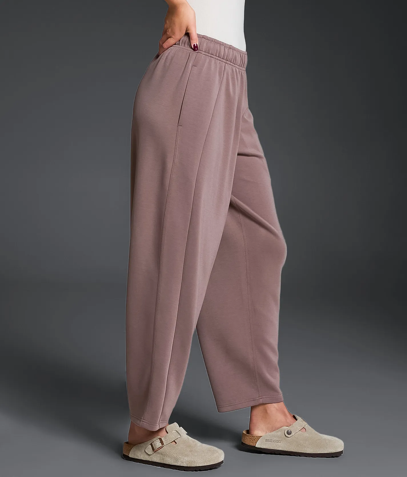 Buckle Black Barrel Leg Pant Deep Taupe Clearance