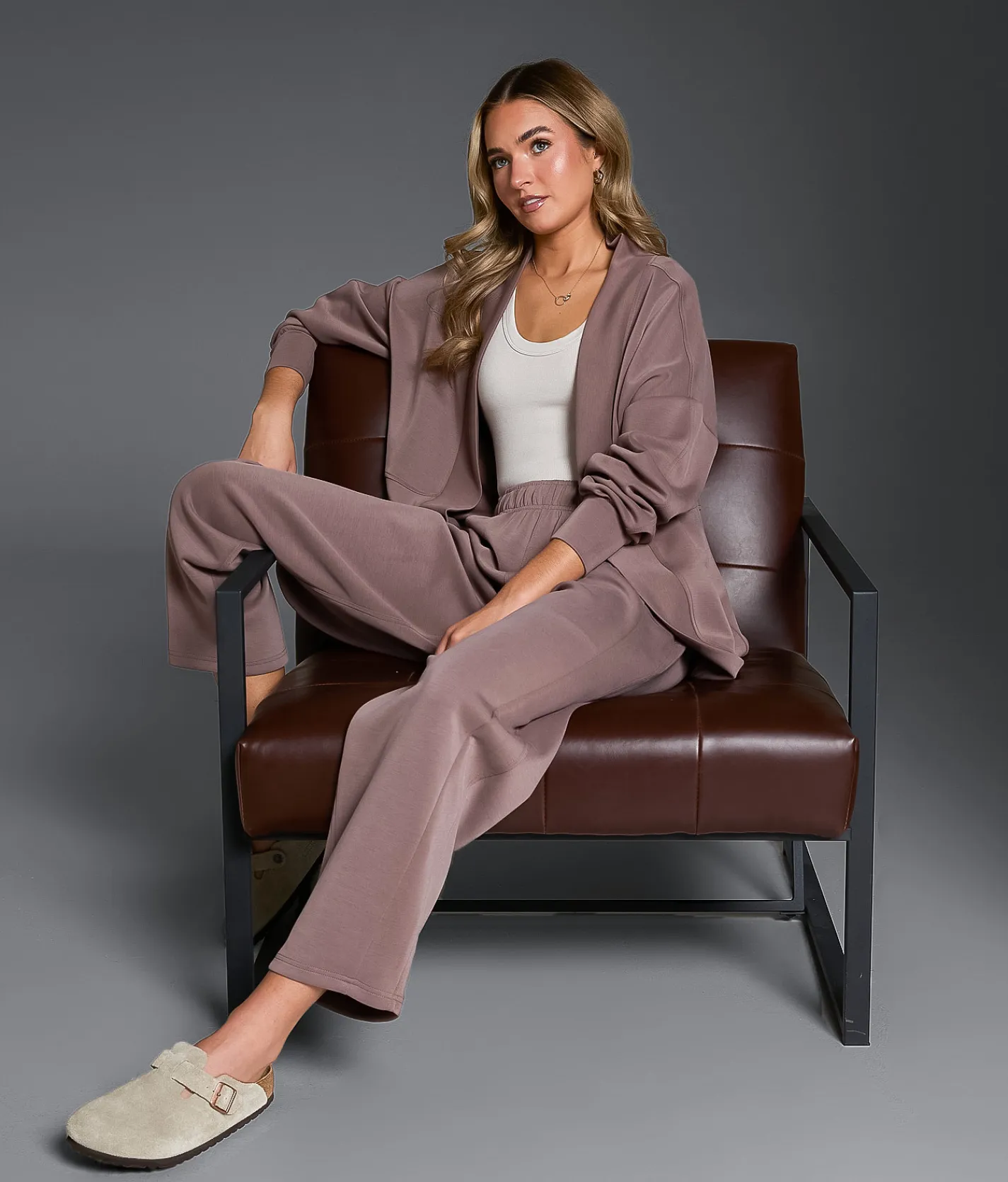 Buckle Black Barrel Leg Pant Deep Taupe Clearance