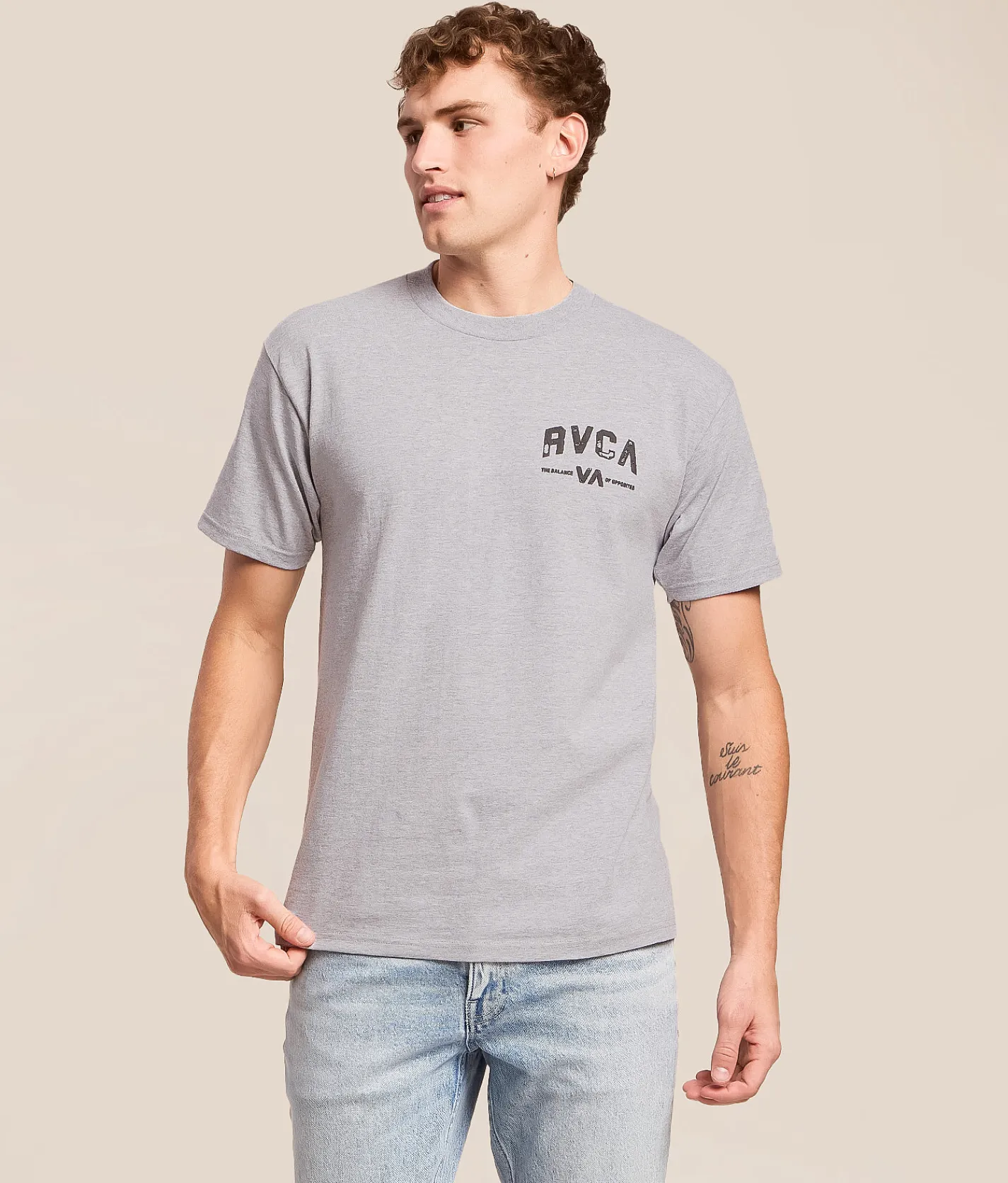 RVCA Bar Ticket T-Shirt Heather Grey Hot