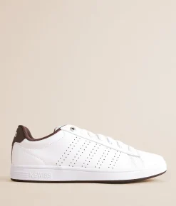 K-Swiss Base Court Leather Sneaker White Toasted Coconut Brn Outlet