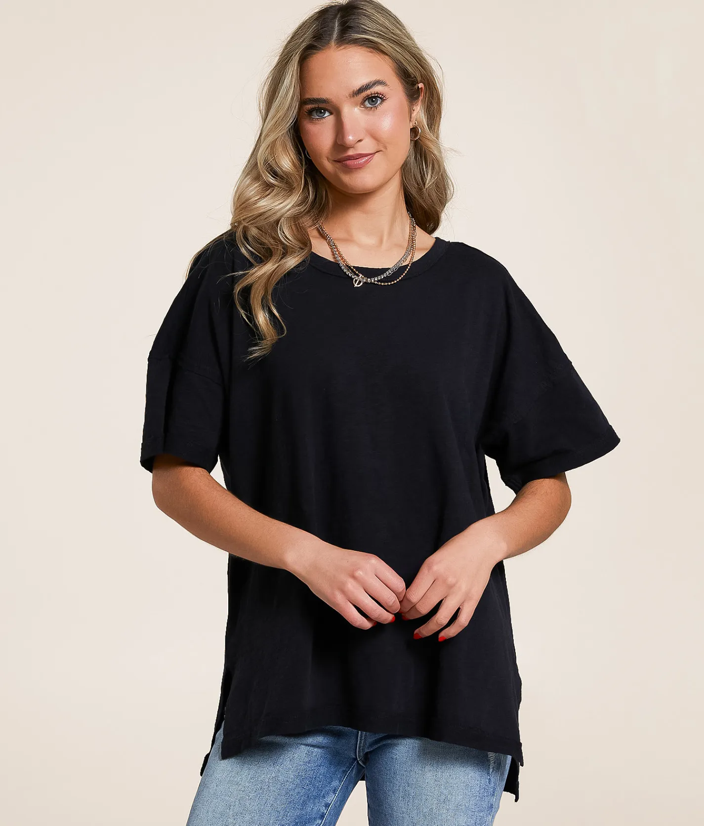 Double Zero Basic Oversized T-Shirt Whip Cream Hot