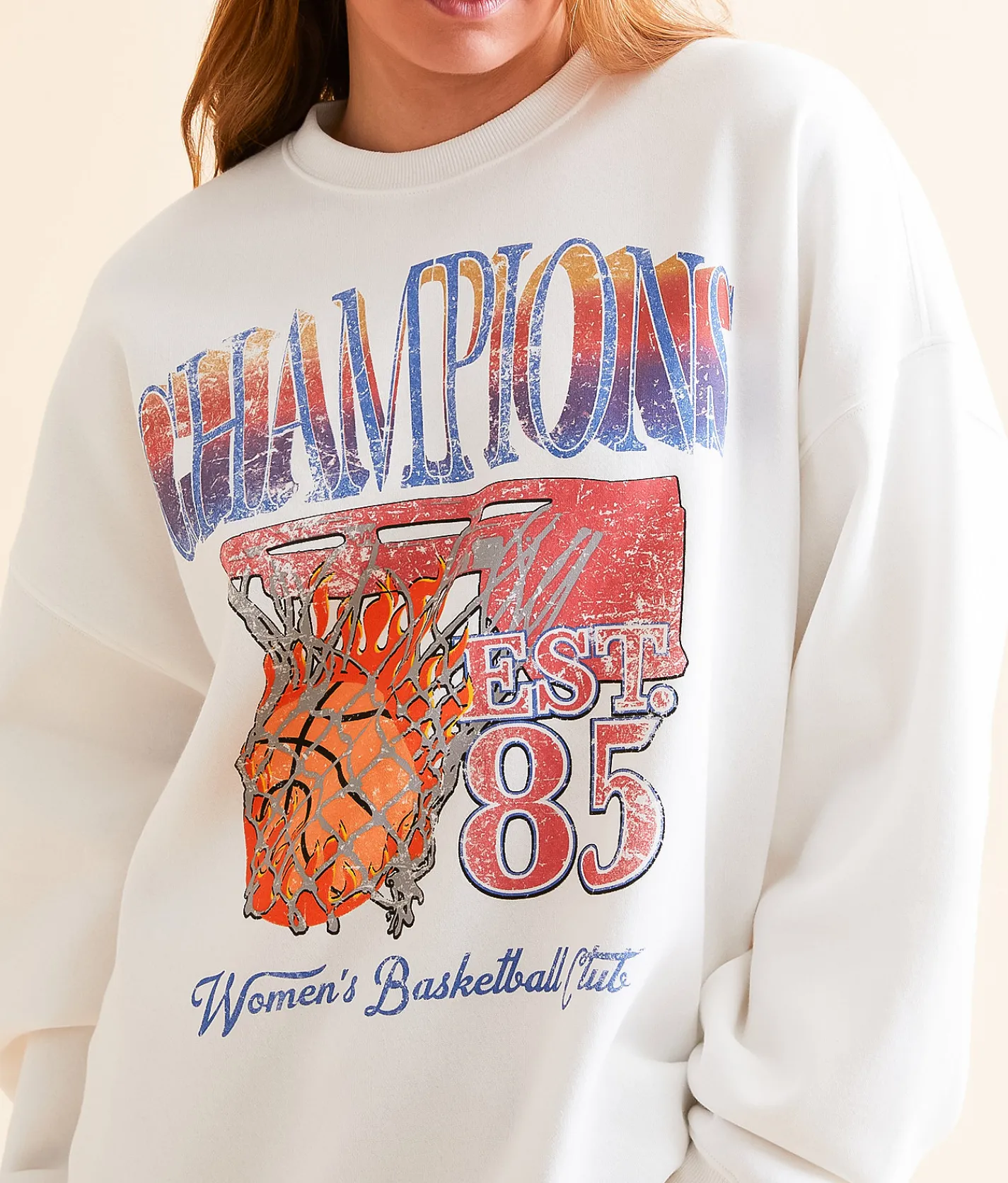 Tops | Modish Rebel Basketball Champion Oversized Pullover White