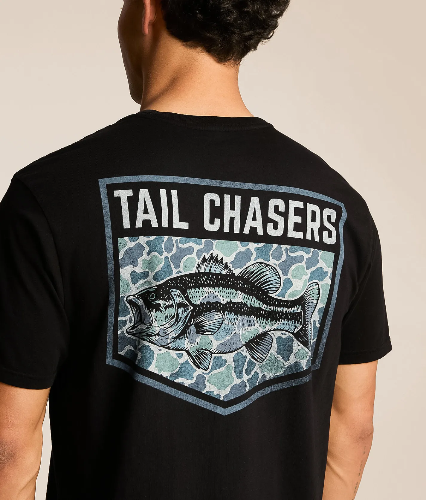 Tail Chasers Club Bass Camo T-Shirt Black Outlet