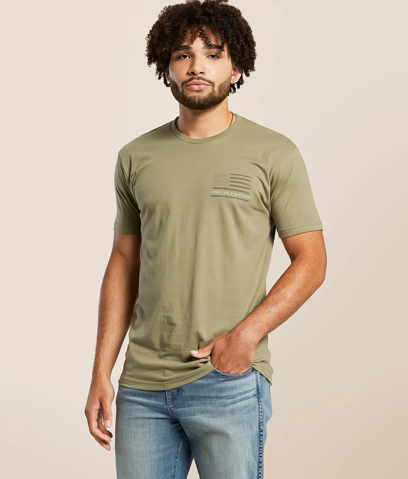 Tops | Honey Hole® Bass Flag T-Shirt Light Olive