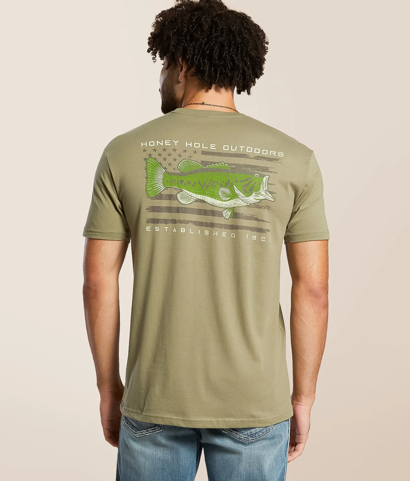 Tops | Honey Hole® Bass Flag T-Shirt Light Olive