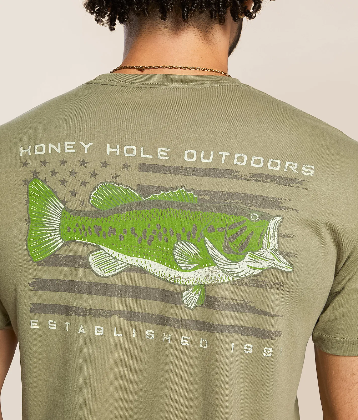 Tops | Honey Hole® Bass Flag T-Shirt Light Olive