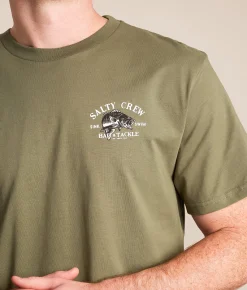 Tops|Graphic T-Shirts | Salty Crew Bass Man Classic T-Shirt Dusty Olive