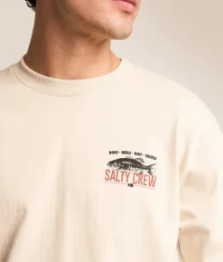 Salty Crew Bass Sign T-Shirt Cream New