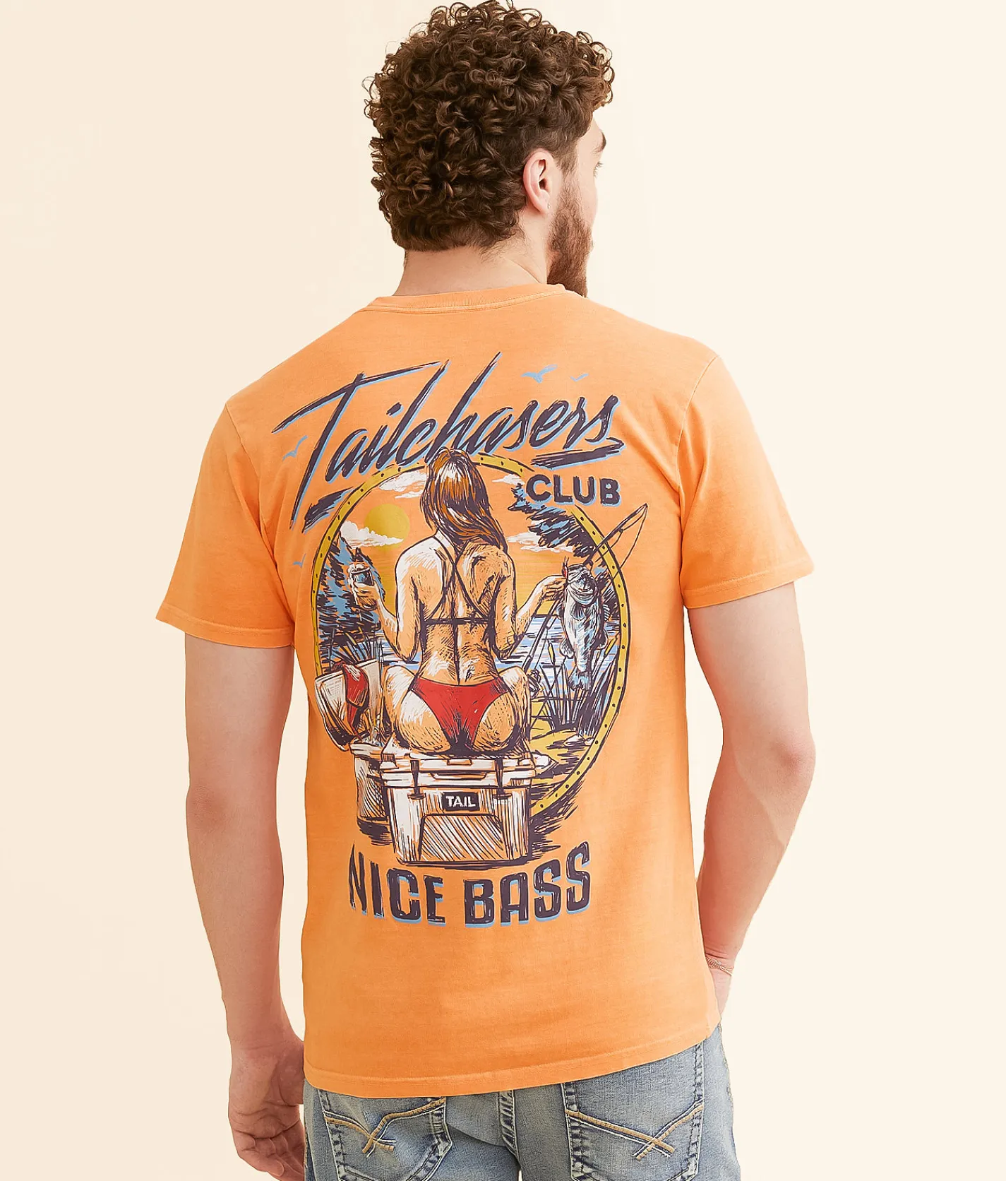 Tail Chasers Club Bass T-Shirt Florida Keys Pigment Dye Hot
