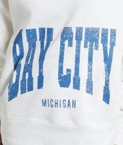 Modish Rebel Bay City Michigan Hooded Sweatshirt Marshmallow New