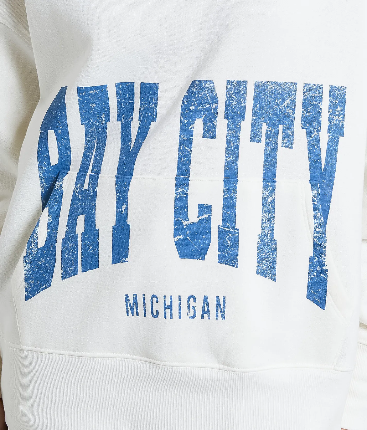 Modish Rebel Bay City Michigan Hooded Sweatshirt Marshmallow New