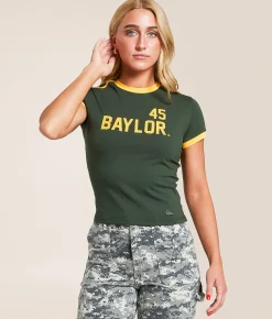 HYPE AND VICE Baylor Bears Baby Cropped T-Shirt Hunter Green Outlet