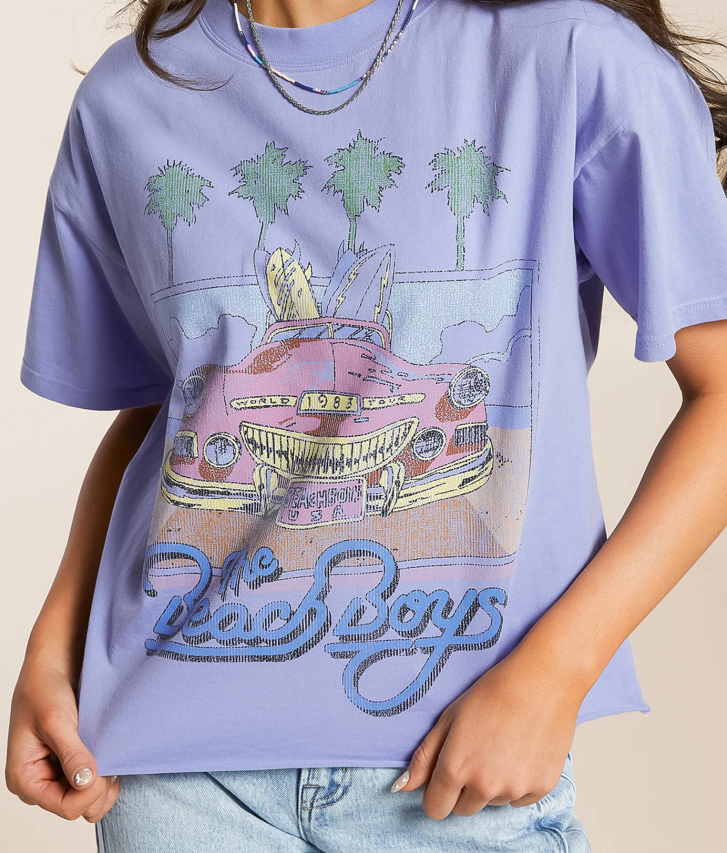Goodie Two Sleeves Beach Boys Band T-Shirt Pale Iris