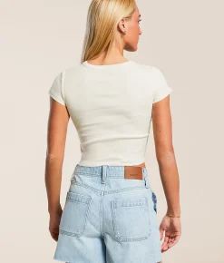 Billabong Beach Club Cropped Baby T-Shirt White Cap New