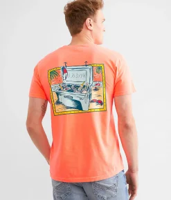 Graphic T-Shirts | Old Row Beach Cooler T-Shirt Neon Red Orange
