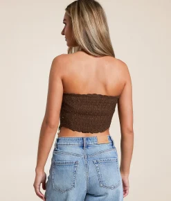 Willow & Root Beaded Crochet Hanky Tube Top Brown Online