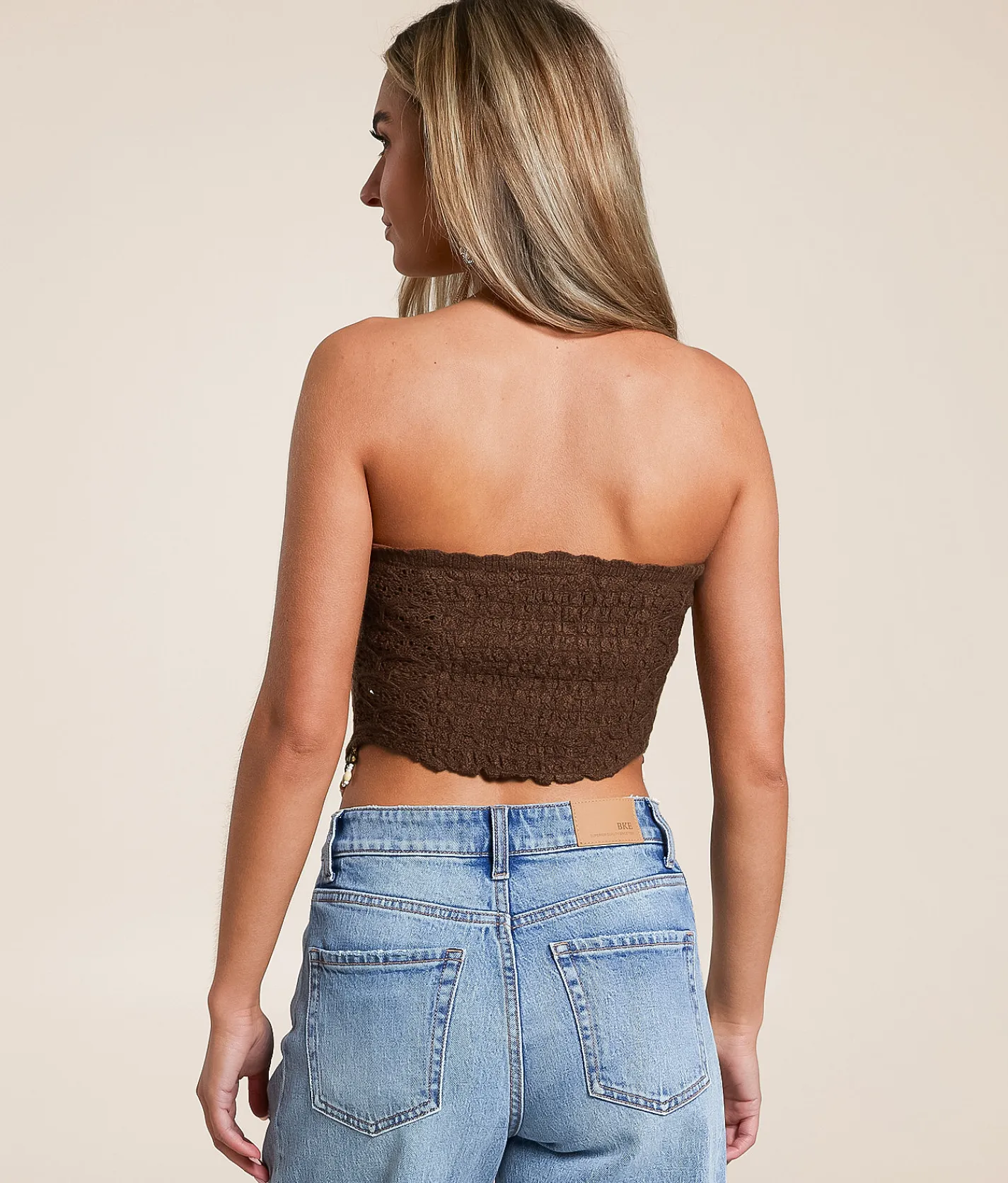 Willow & Root Beaded Crochet Hanky Tube Top Brown Online