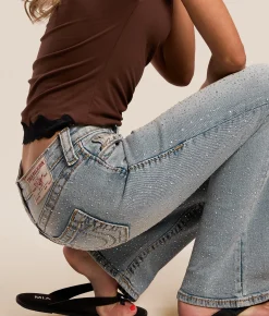 True Religion Becca Rhinestone Boot Stretch Jean Glitter Dust Discount