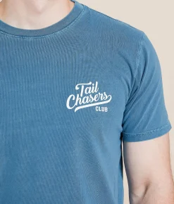 Graphic T-Shirts | Tail Chasers Club Beer Hunting T-Shirt Ice Blue Pigment Dye