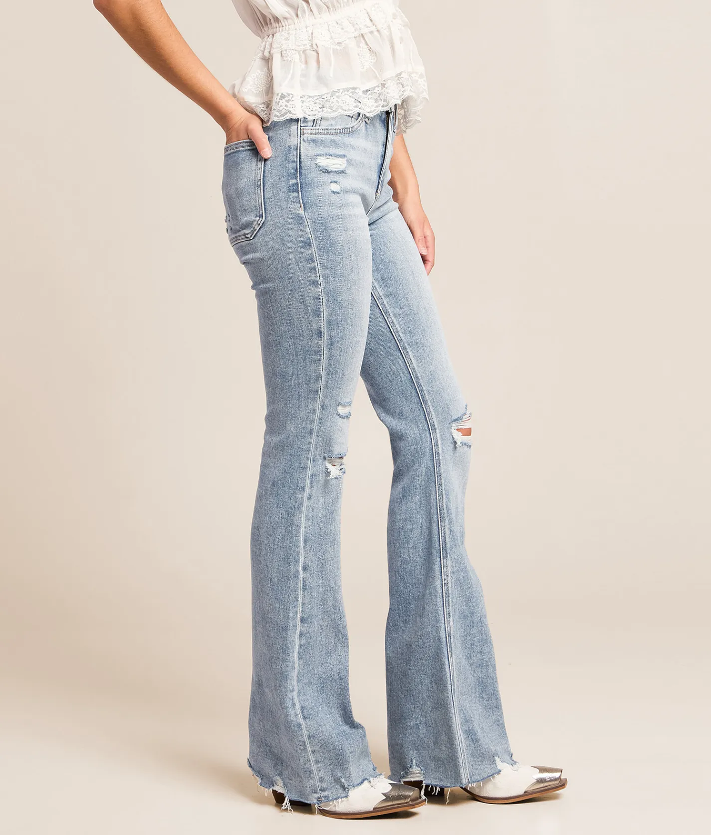 Jeans|Bottoms | VERVET by Flying Monkey Bella High Rise Flare Stretch Jean Sprightly