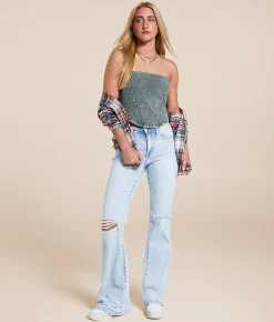 VERVET by Flying Monkey Bella High Rise Flare Stretch Jean Canty New