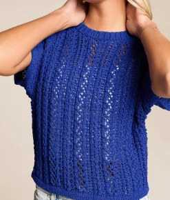 Tops | Z Supply Belly Crochet Cropped Sweater Nautical