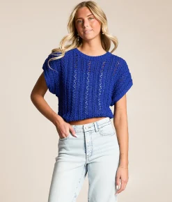 Tops | Z Supply Belly Crochet Cropped Sweater Nautical