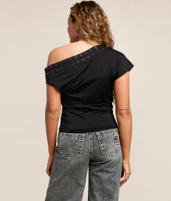 Gilded Intent Belt Boat Neck Top Black Online