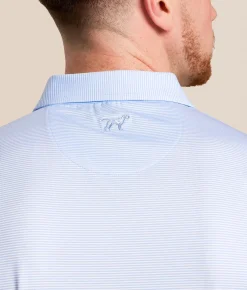 Tops|Activewear | Fieldstone Bentley Striped Performance Polo Cornflower