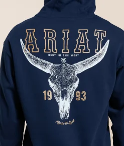 Tops | Ariat Best Longhorn Hooded Sweatshirt Dark Sapphire