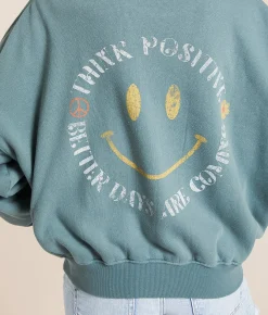 Modish Rebel Better Days Washed Pullover Blue Green Clearance