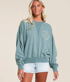 Modish Rebel Better Days Washed Pullover Blue Green Clearance
