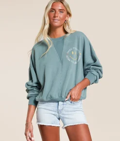 Modish Rebel Better Days Washed Pullover Blue Green Clearance