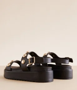 Steve Madden Bia Leather Flatform Sandal Black Leather Online