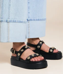 Steve Madden Bia Leather Flatform Sandal Black Leather Online