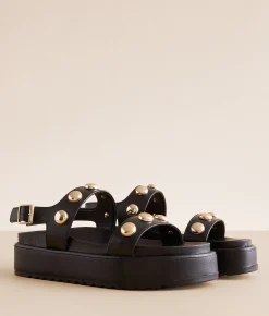 Steve Madden Bia Leather Flatform Sandal Black Leather Online