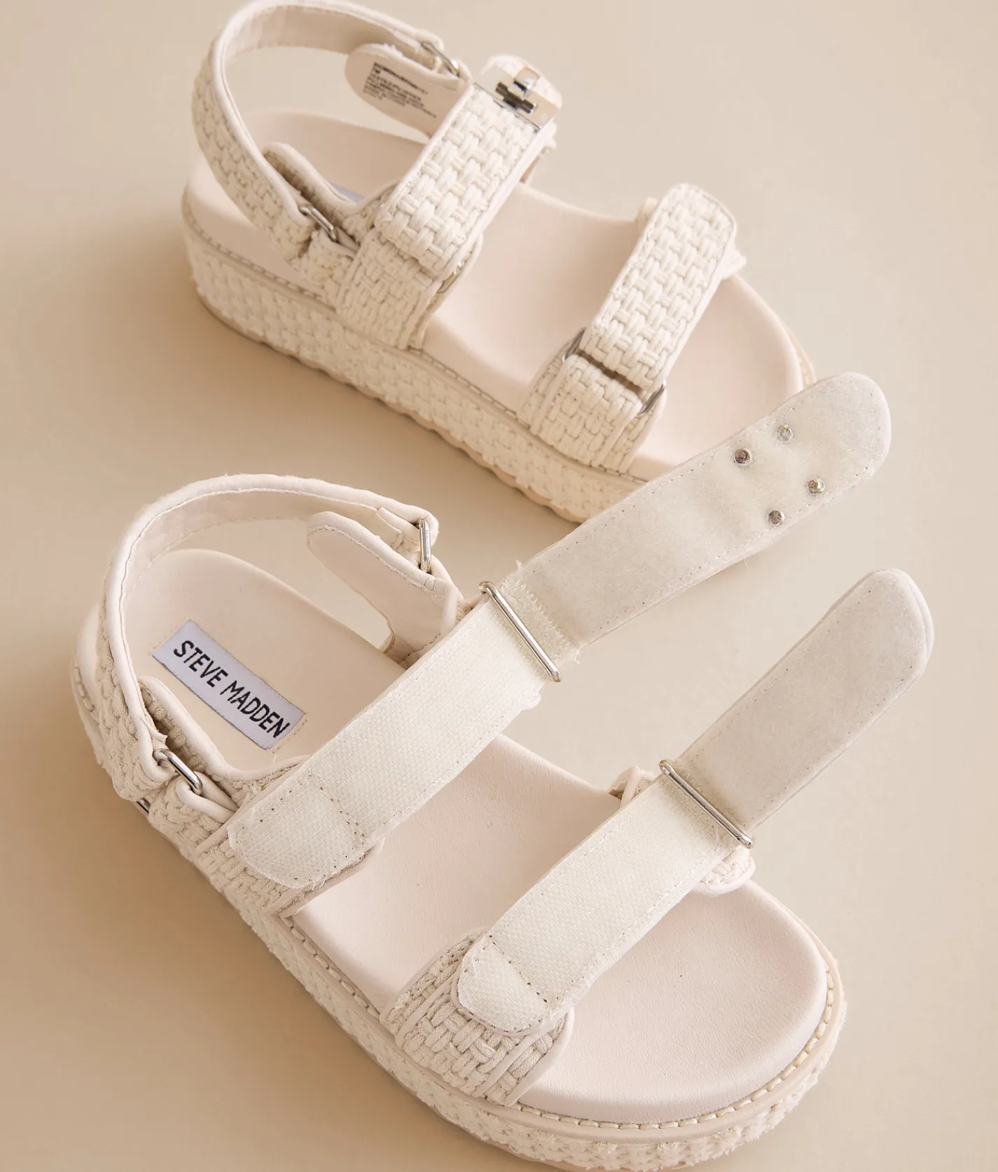 Shoes | Steve Madden Bigmona Flatform Sandal Bone Woven