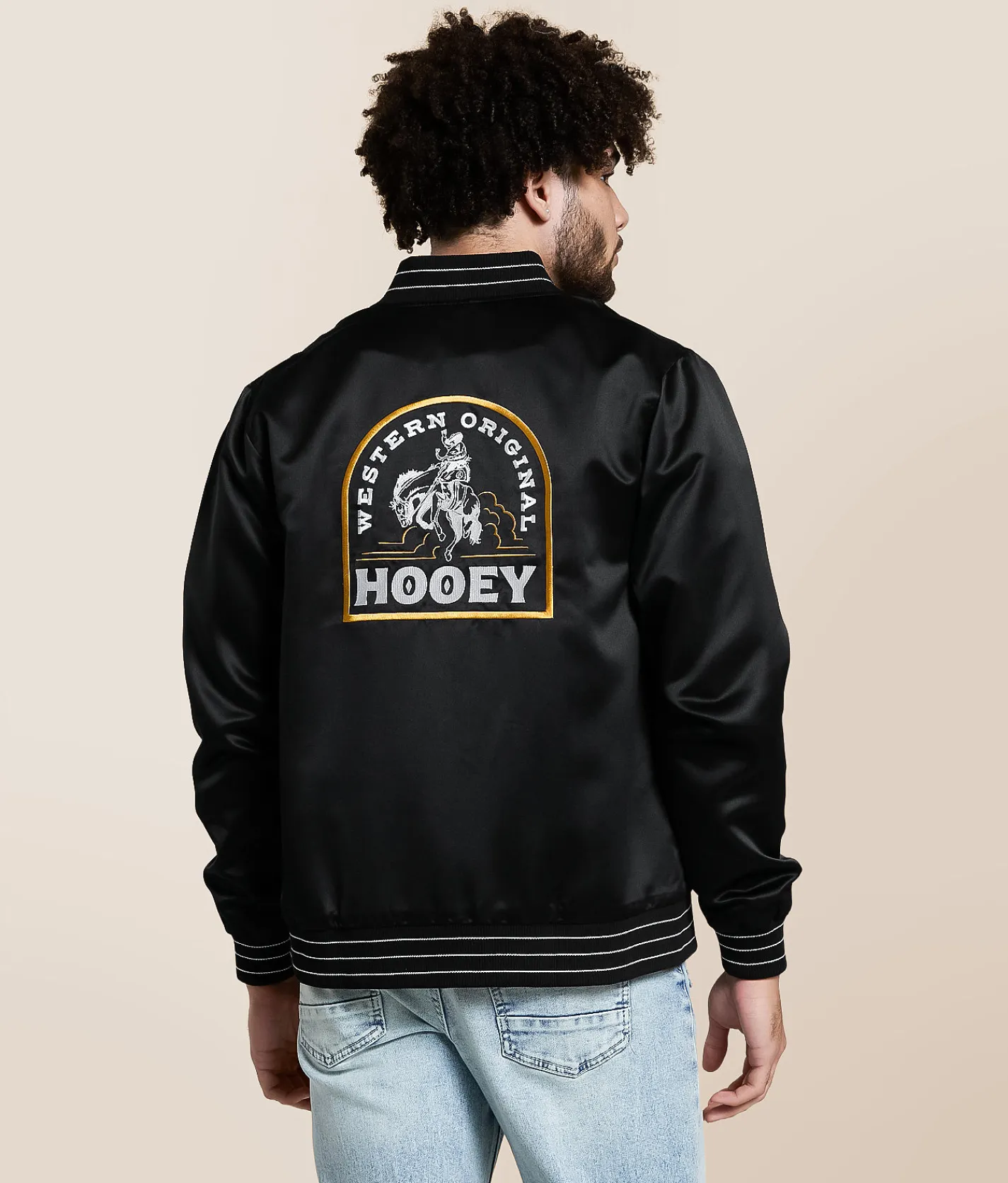 Coats & Jackets | Hooey Big Sky Satin Bomber Jacket Black