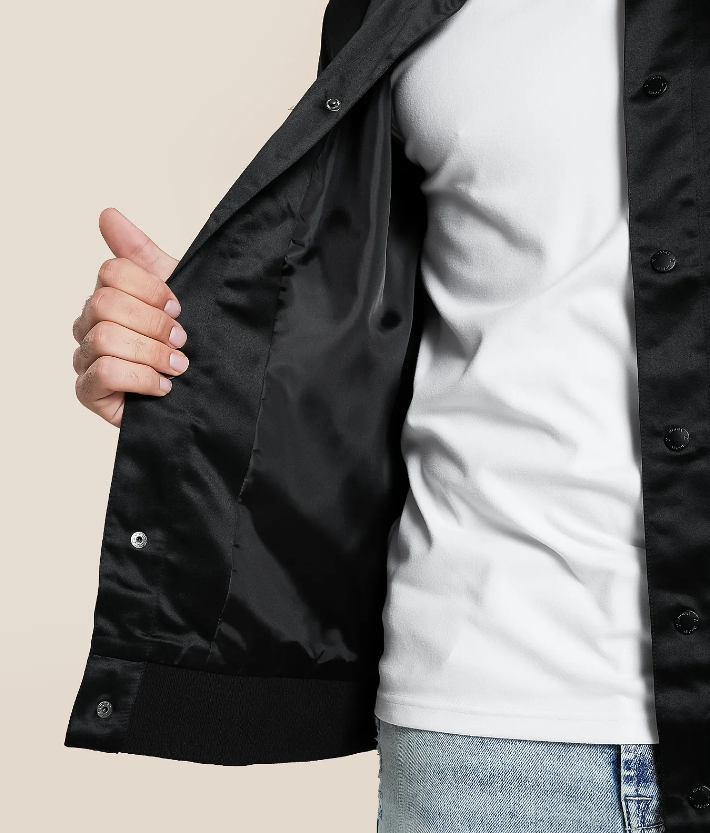 Coats & Jackets | Hooey Big Sky Satin Bomber Jacket Black