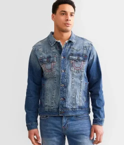 True Religion Big T Jimmy Stretch Denim Jacket Bond St Medium Wash Clearance