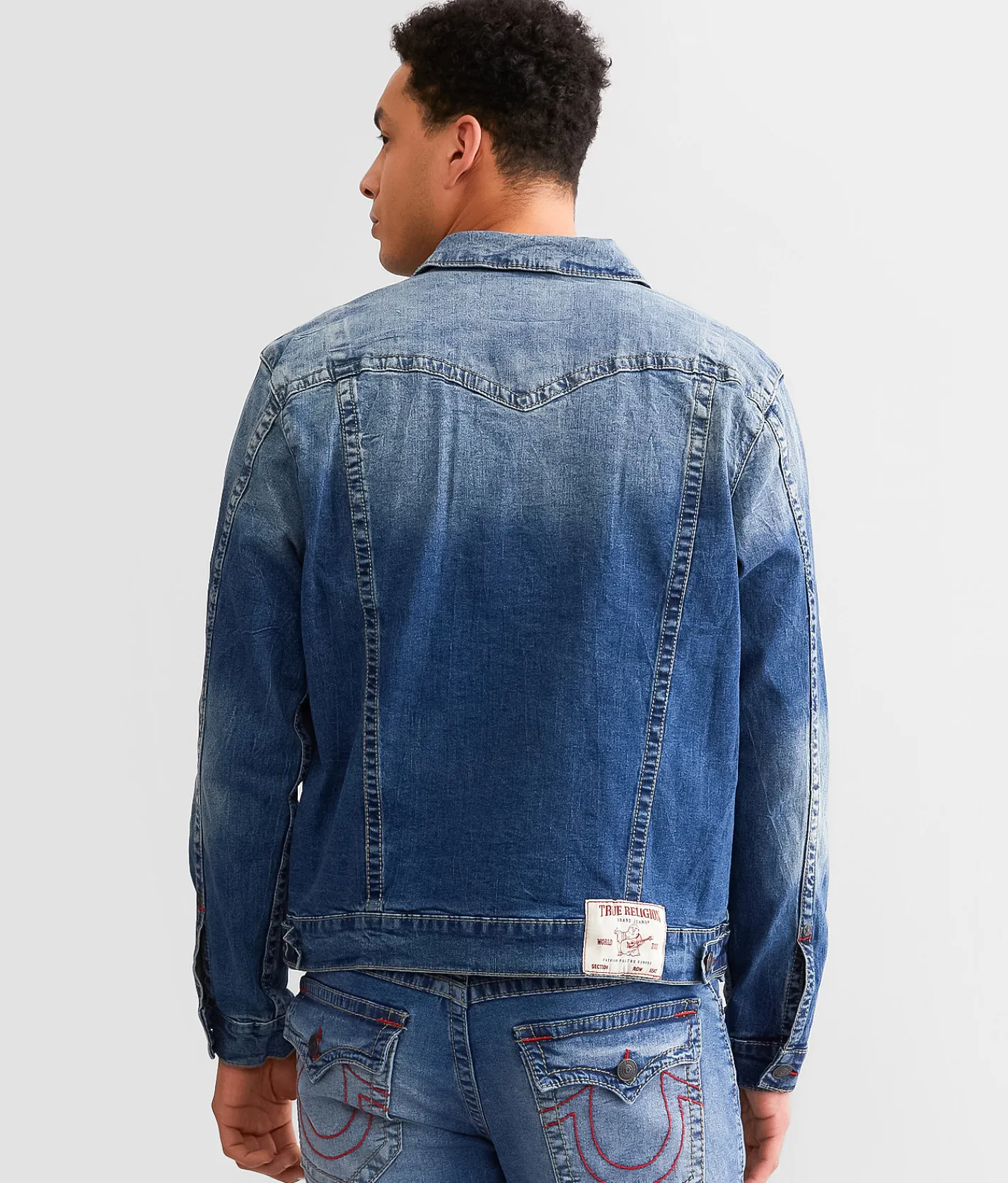 True Religion Big T Jimmy Stretch Denim Jacket Bond St Medium Wash Clearance