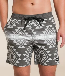 Bottoms|Swimwear | Hooey Bigwake Stretch Swim Trunks Grey Aztec