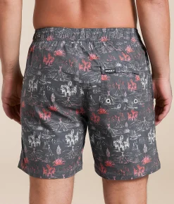Bottoms|Swimwear | Hooey Bigwake Stretch Swim Trunks Comanche Charcoal Print